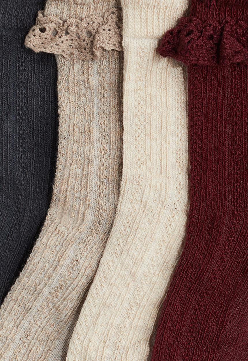 H&M - 4-Pack socks - dark red/beige