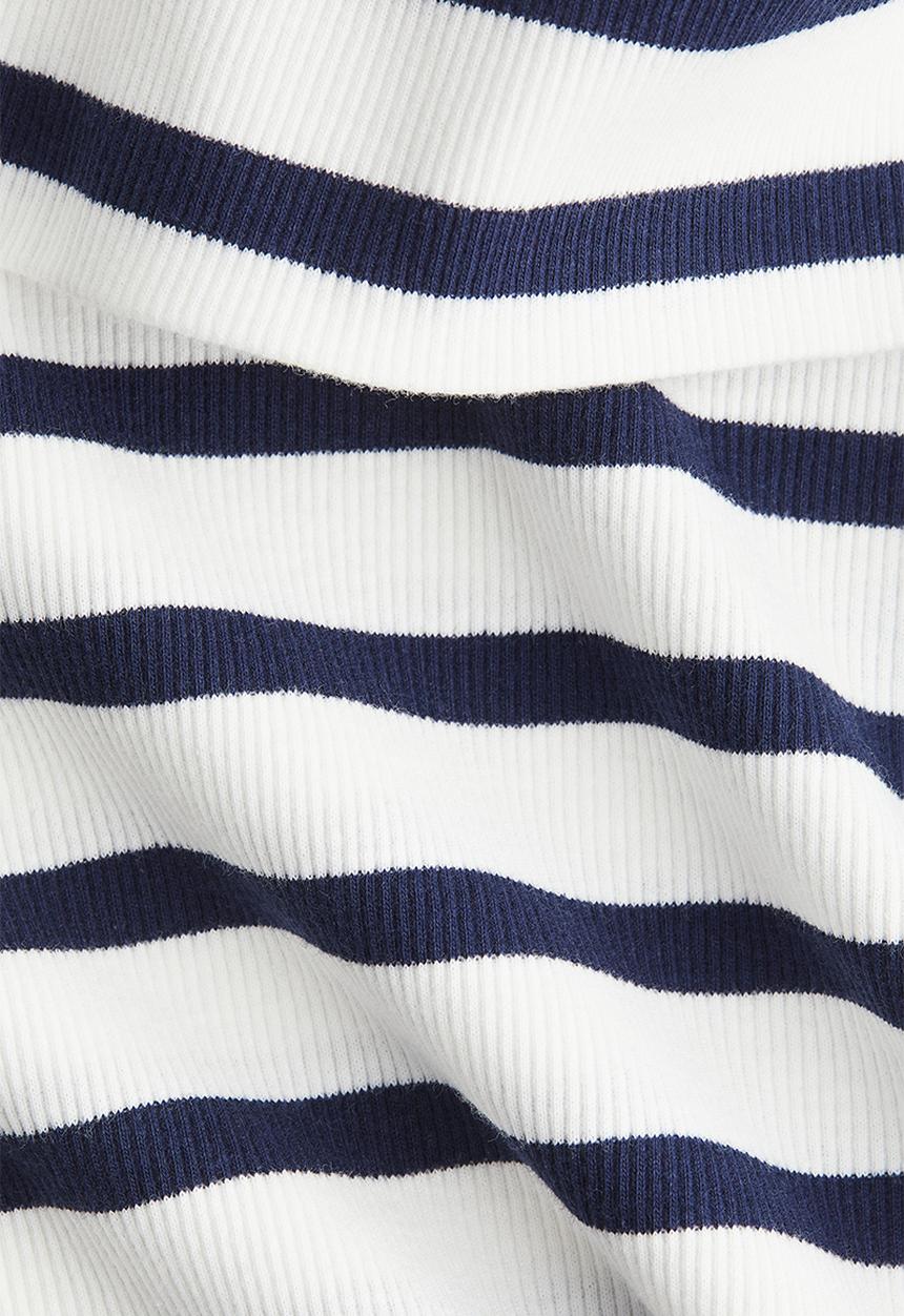 H&M - Ribbed off-the-shoulder top - white/striped