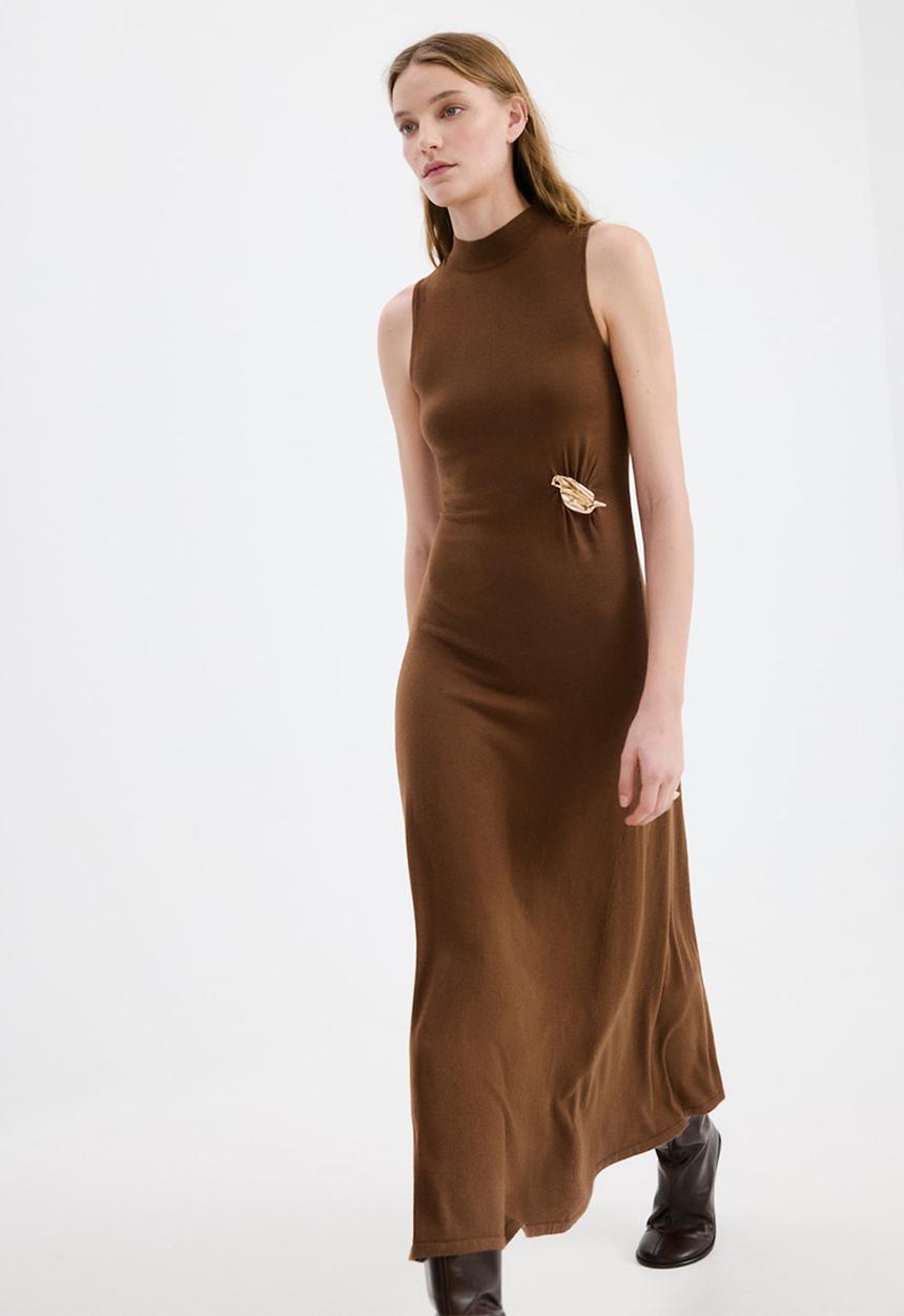 MANGO - Dress carrion - dark brown