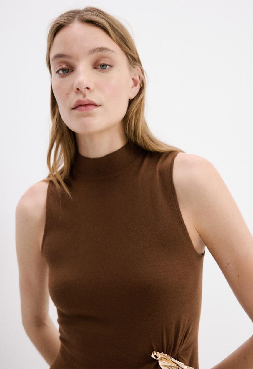 MANGO - Dress carrion - dark brown