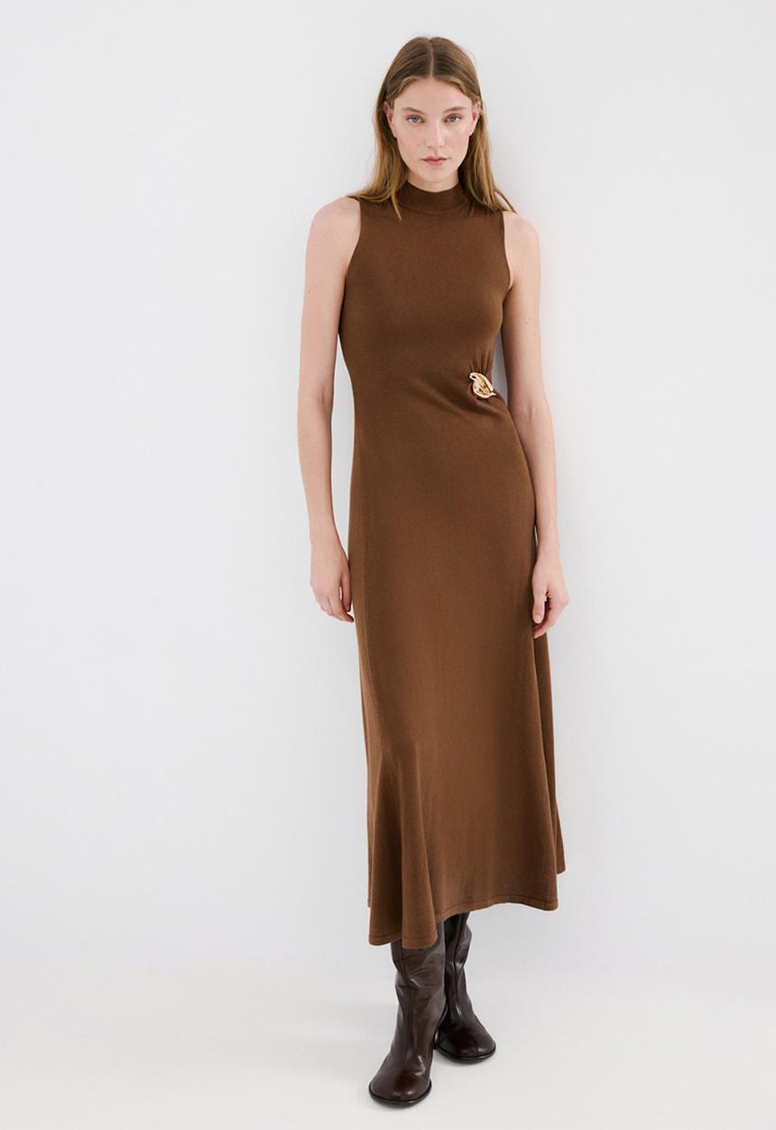 MANGO - Dress carrion - dark brown