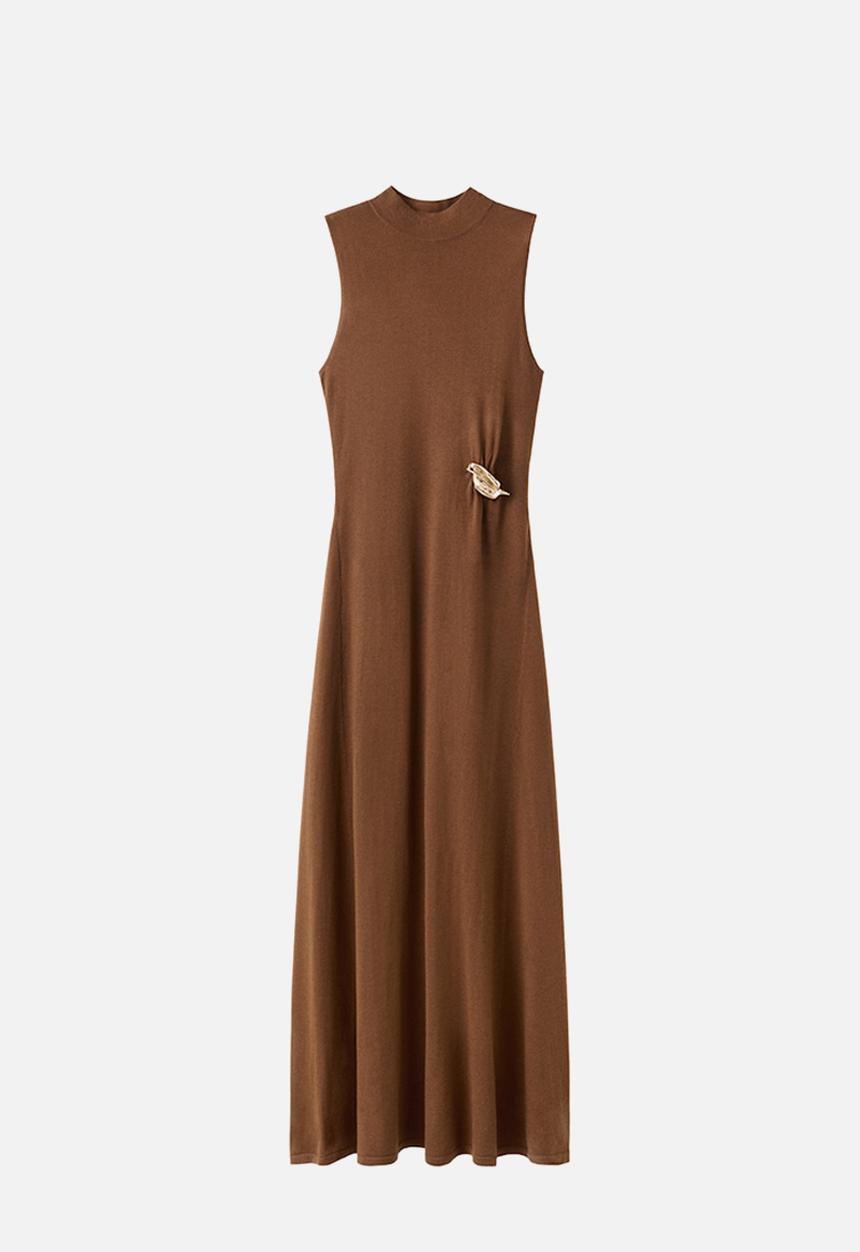 MANGO - Dress carrion - dark brown