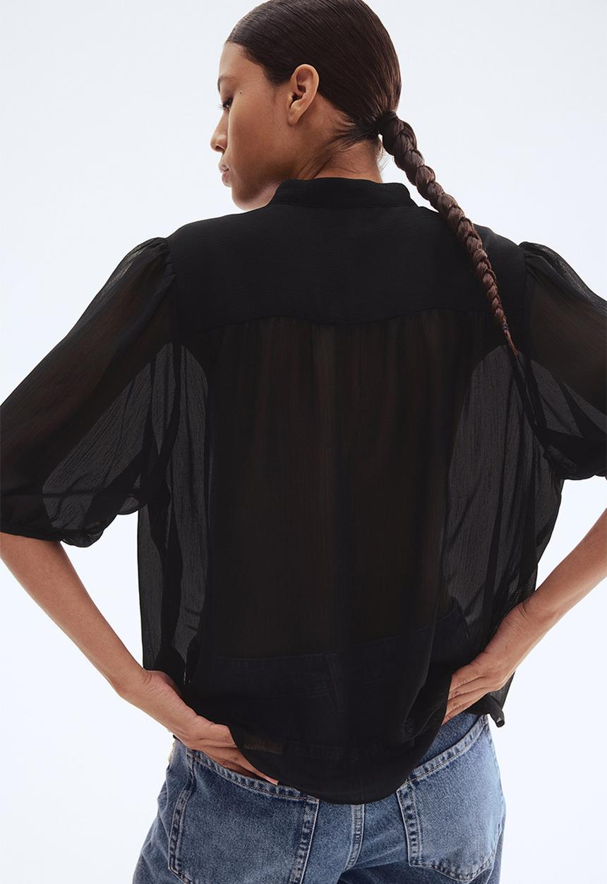 H&M - Crinkled blouse - black