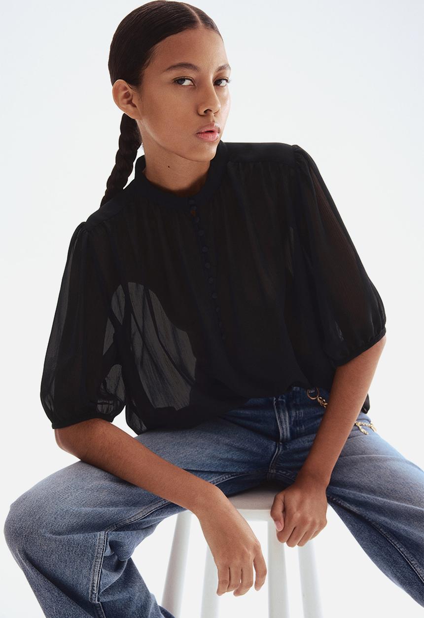 H&M - Crinkled blouse - black