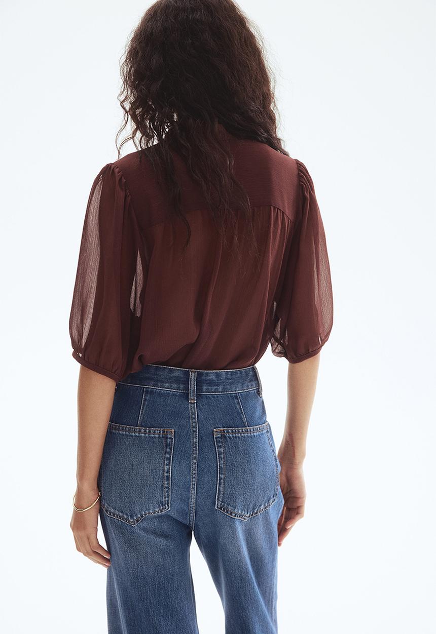 H&M - Crinkled blouse - burgundy