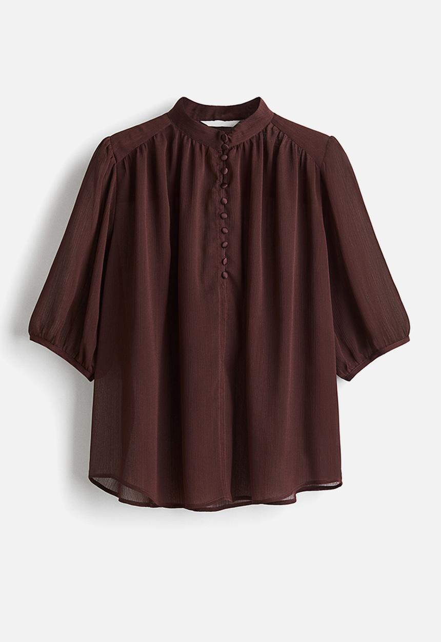 H&M - Crinkled blouse - burgundy