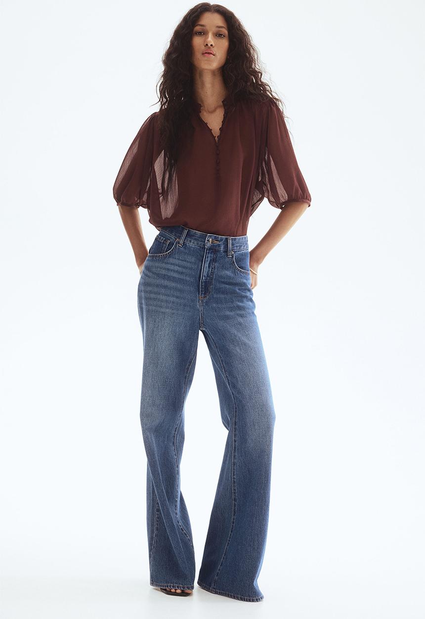 H&M - Crinkled blouse - burgundy