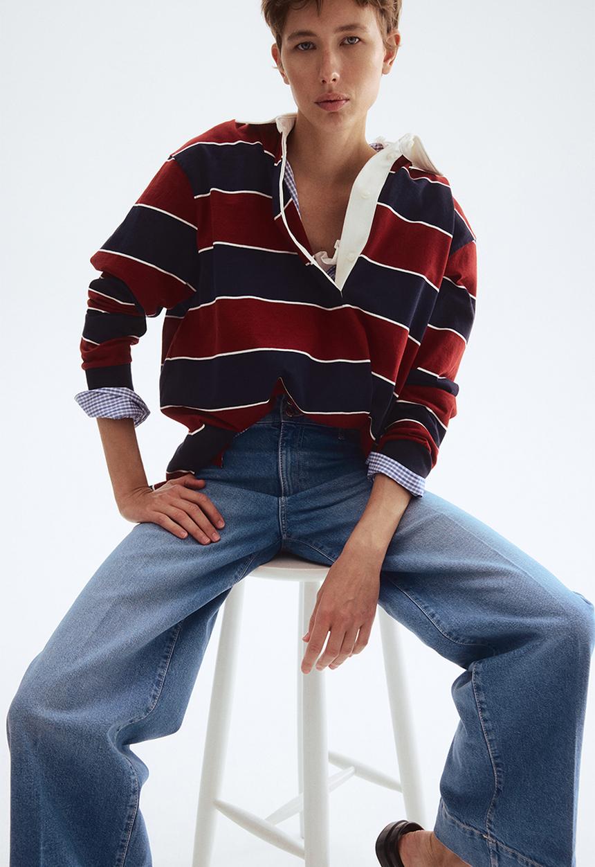 H&M - Wide high jeans - light denim blue