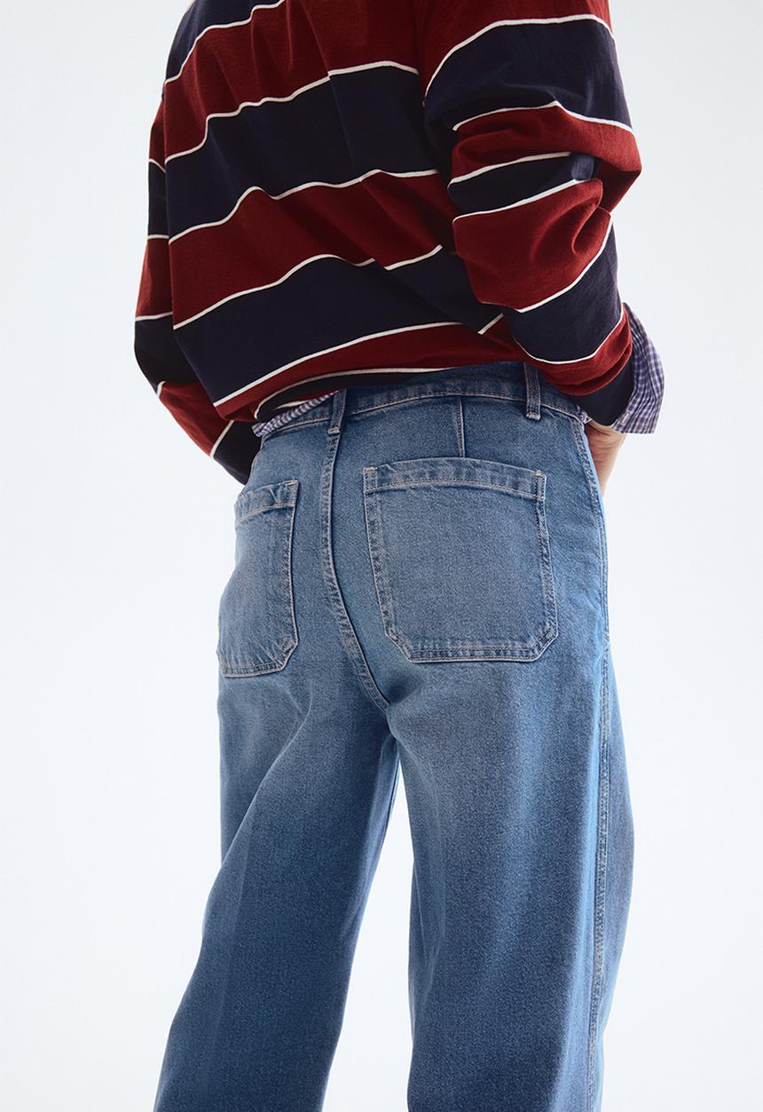 H&M - Wide high jeans - light denim blue