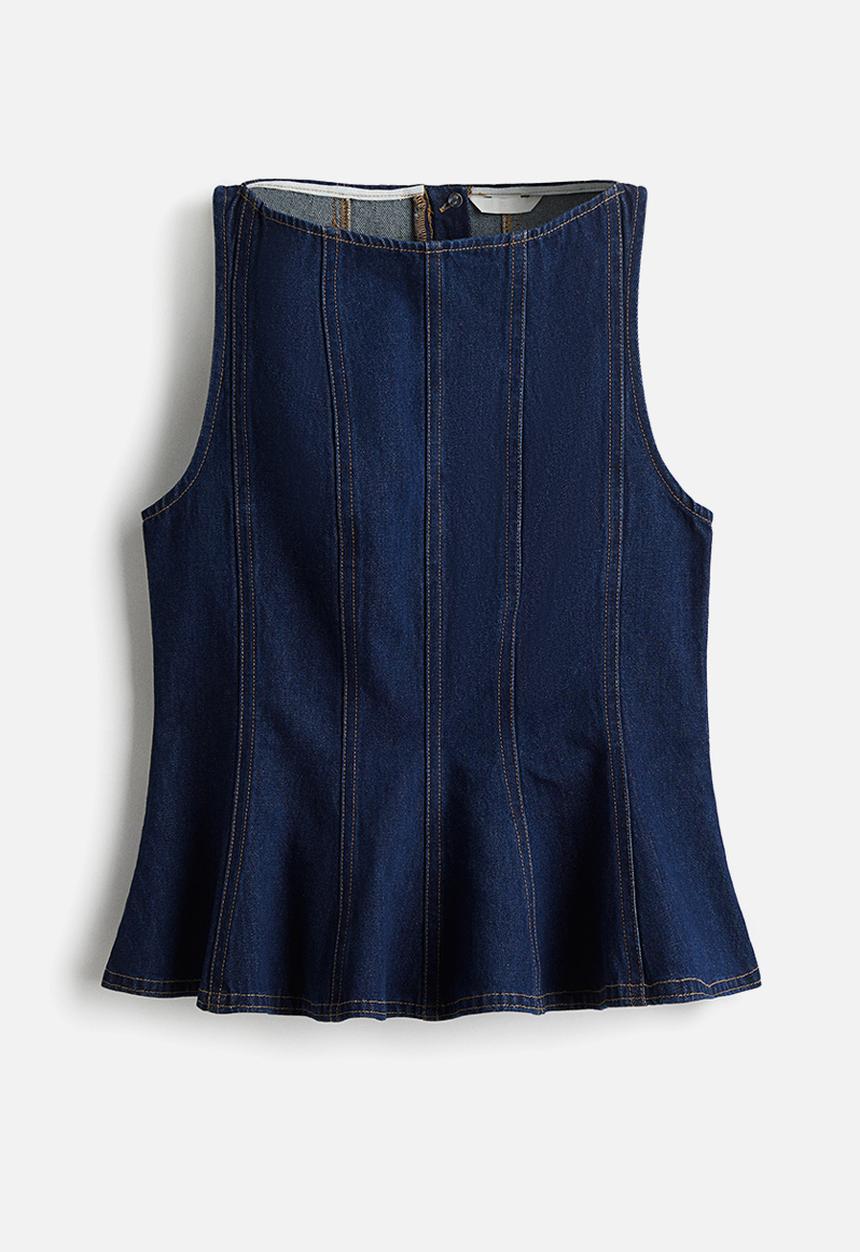 H&M - Denim peplum top - dark denim blue