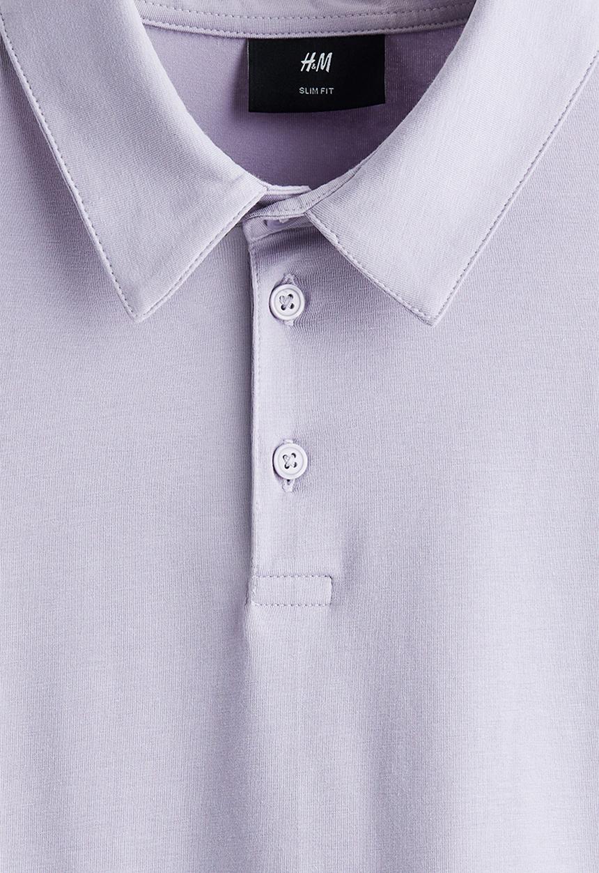 H&M - Slim fit polo shirt - light purple 