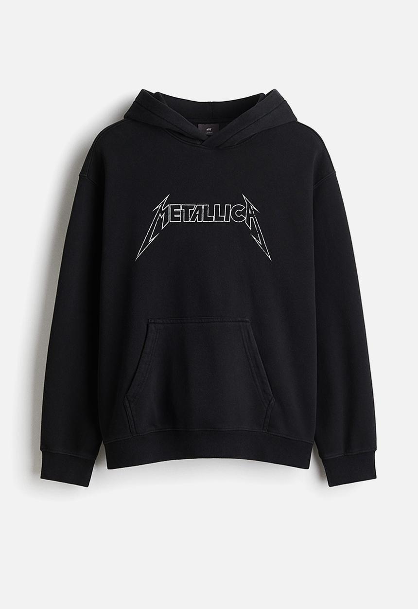 H&M - Loose fit hoodie - black/metallica 