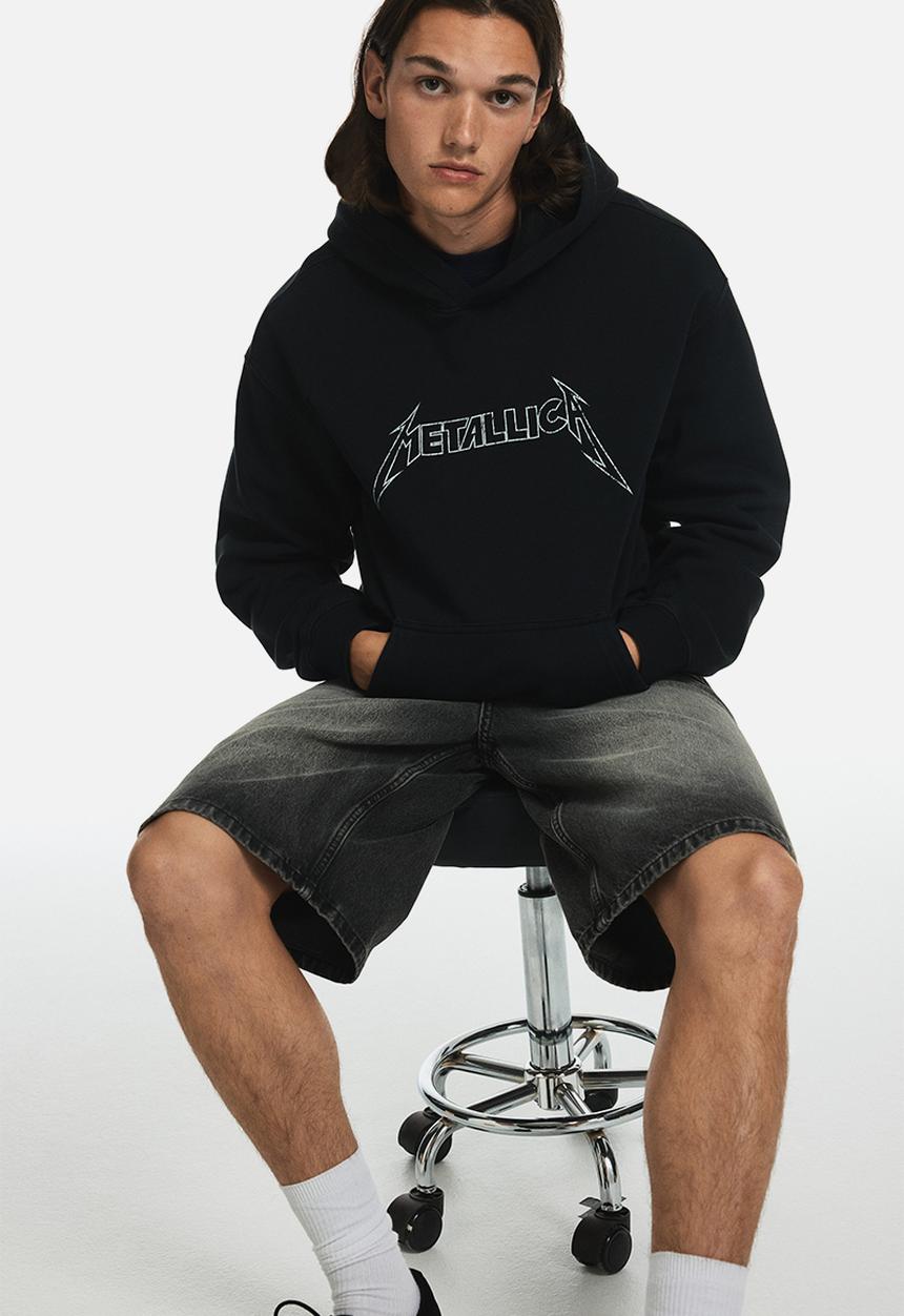 H&M - Loose fit hoodie - black/metallica 