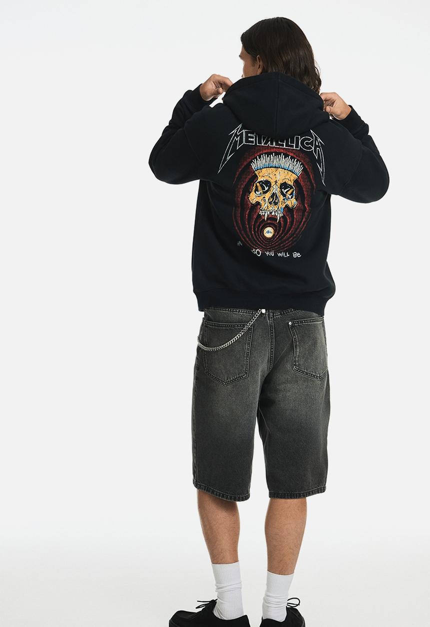 H&M - Loose fit hoodie - black/metallica 