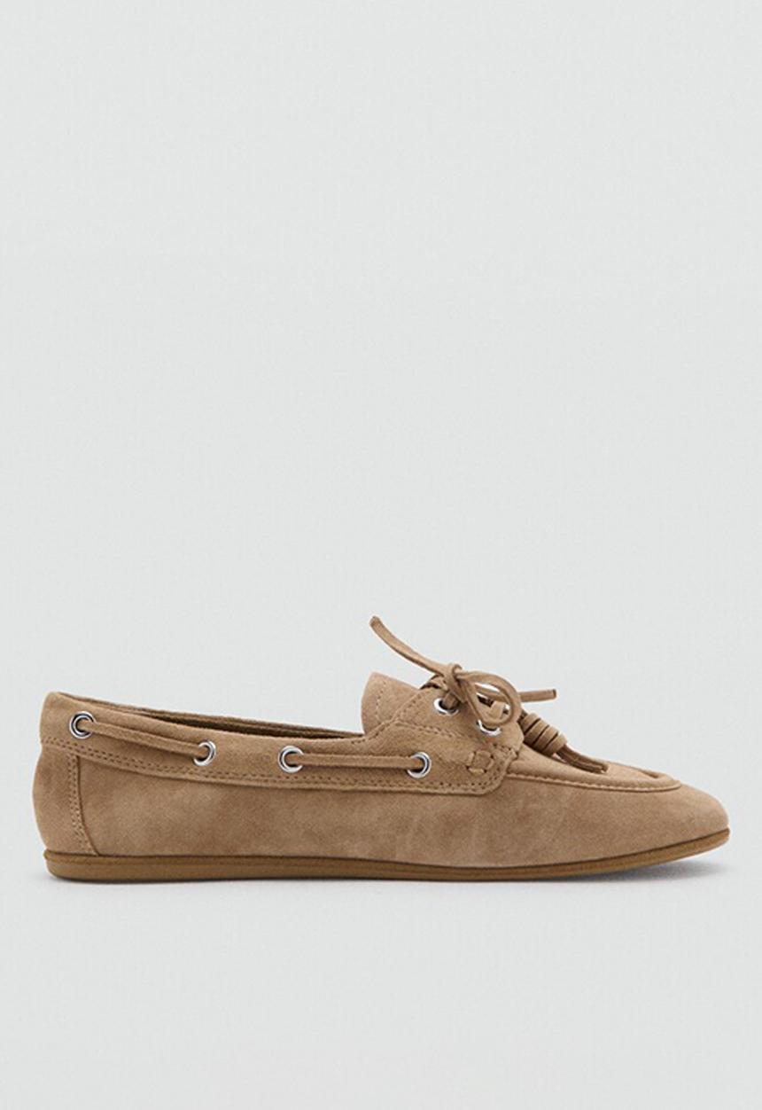 MANGO - Eris suede boat shoe - light pastel brown