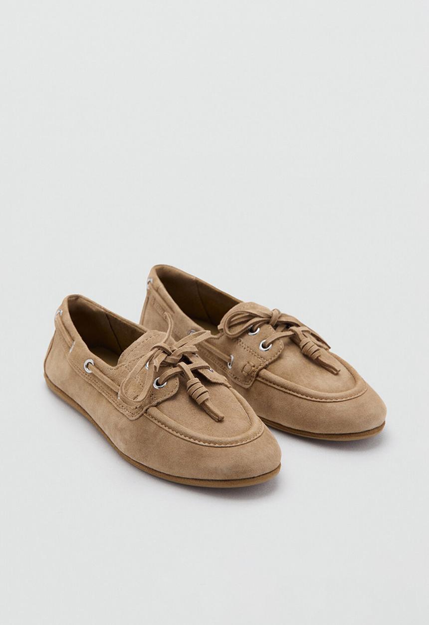 MANGO - Eris suede boat shoe - light pastel brown