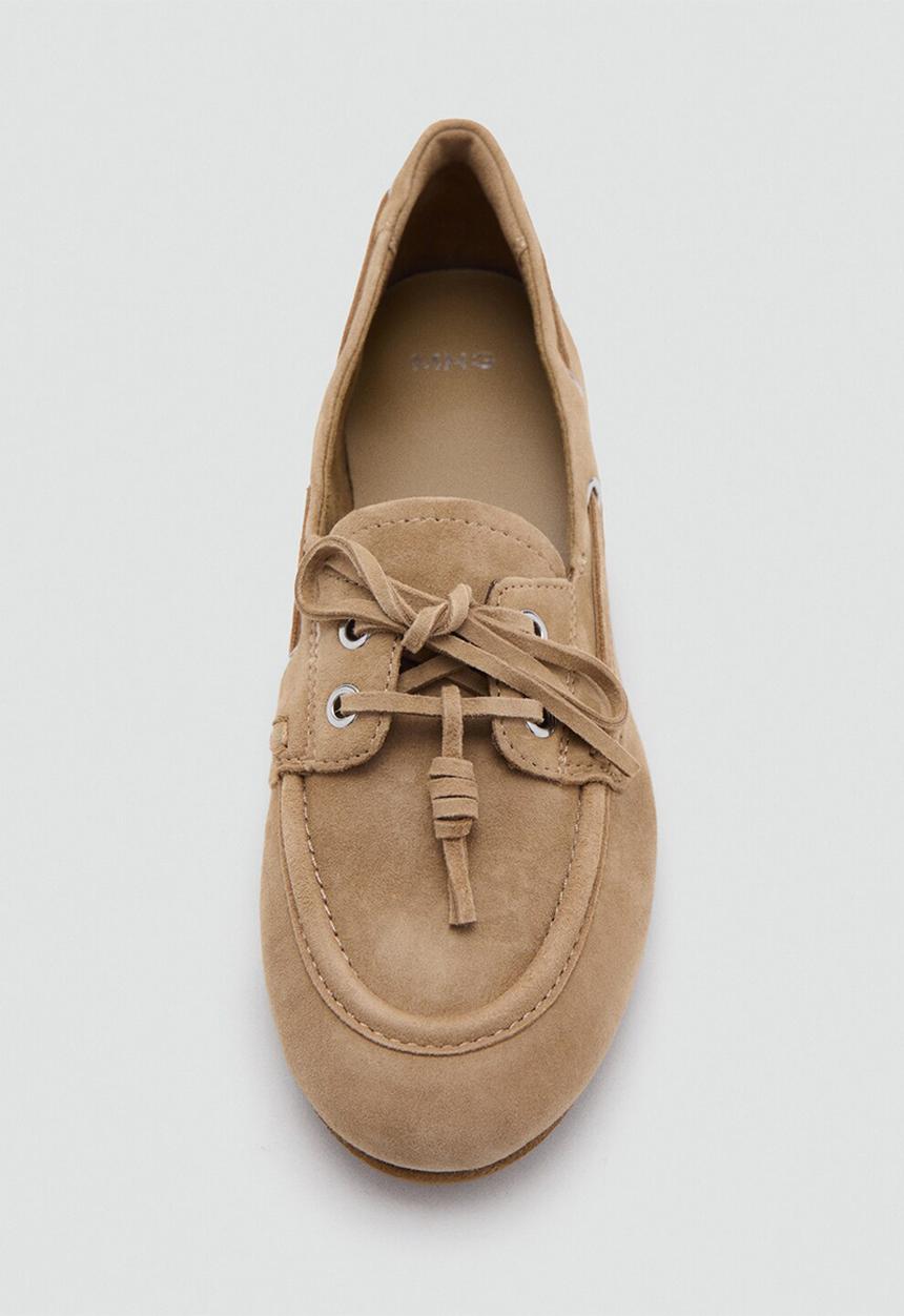 MANGO - Eris suede boat shoe - light pastel brown