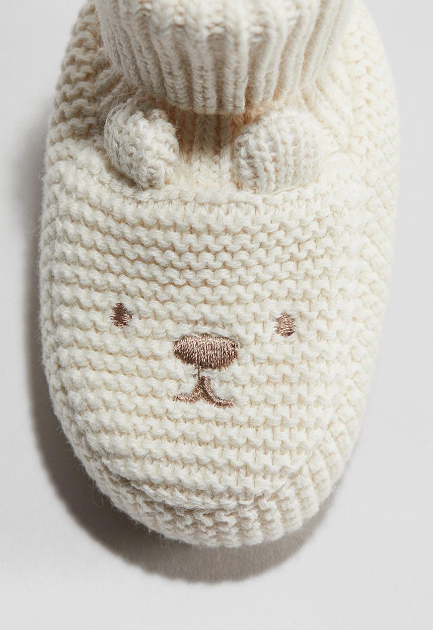 H&M - Cotton-knit booties - cream