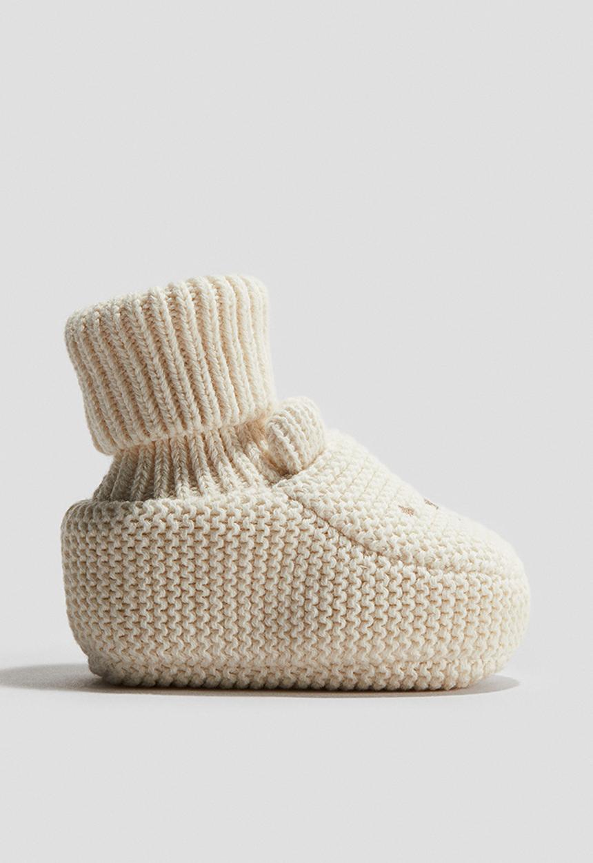 H&M - Cotton-knit booties - cream