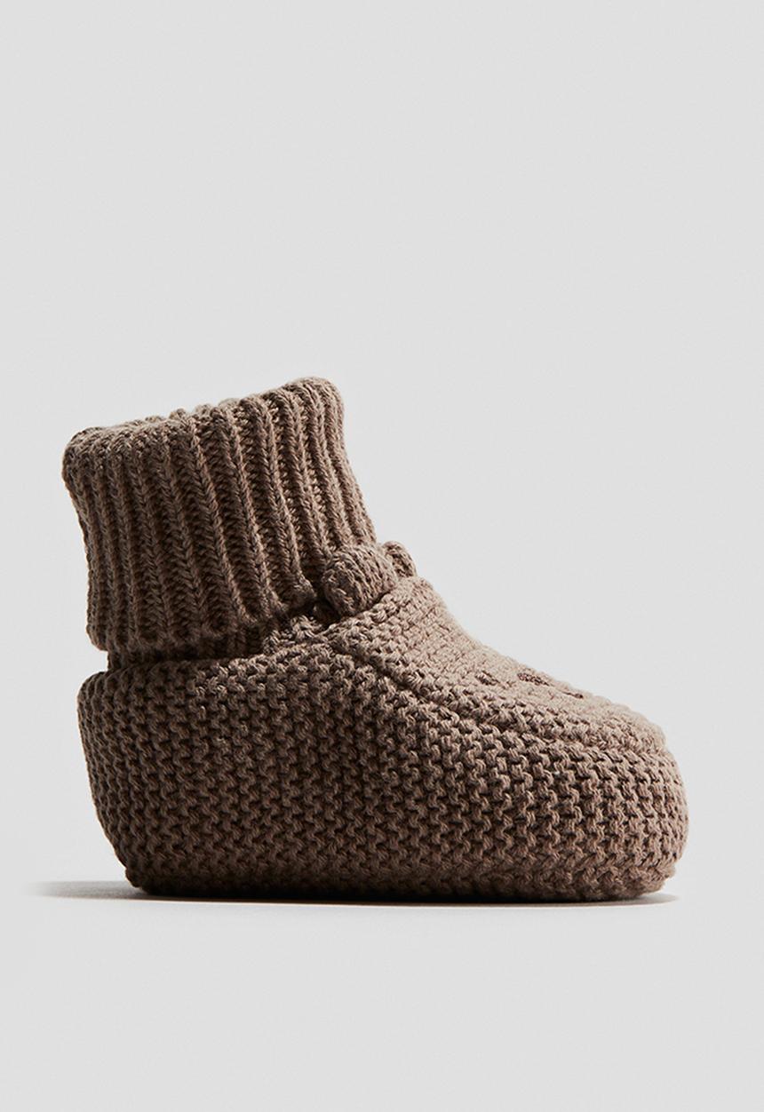 H&M - Cotton-knit booties - light brown