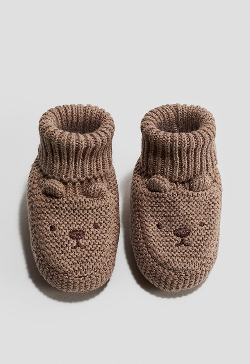 H&M - Cotton-knit booties - light brown