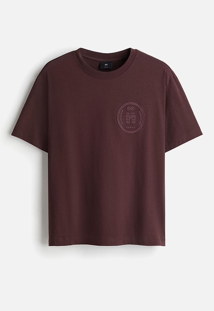 H&M - Loose fit printed T-shirt - plum