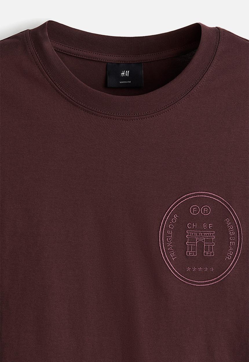 H&M - Loose fit printed T-shirt - plum