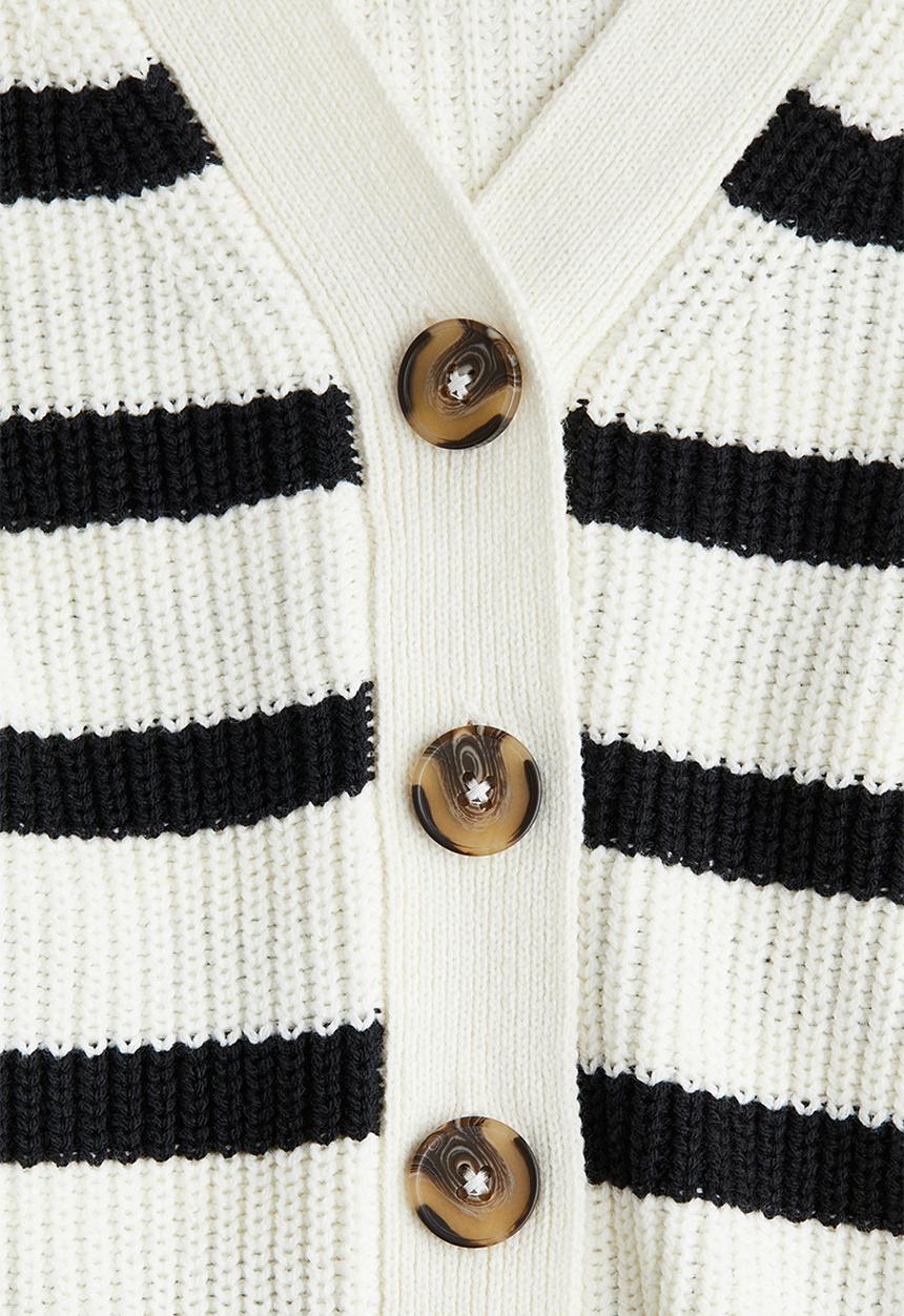 H&M - Rib-knit cardigan - white & black striped