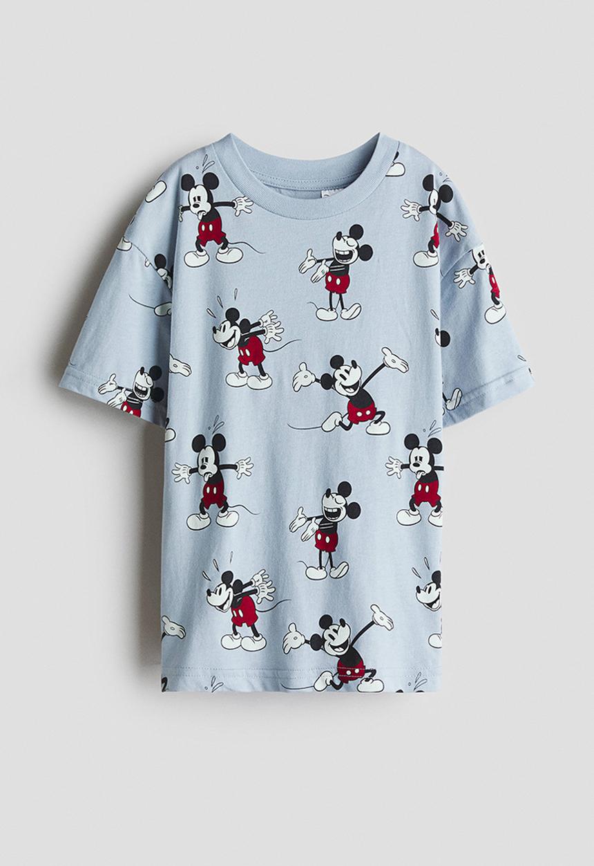 H&M - Printed T-shirt - light blue/mickey mouse