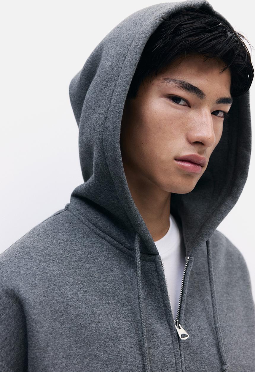 H&M - Oversized fit zip-through hoodie - grey
