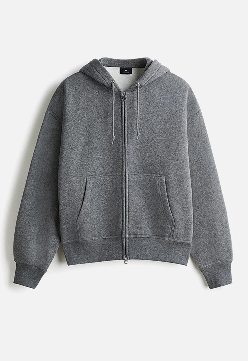 H&M - Oversized fit zip-through hoodie - grey