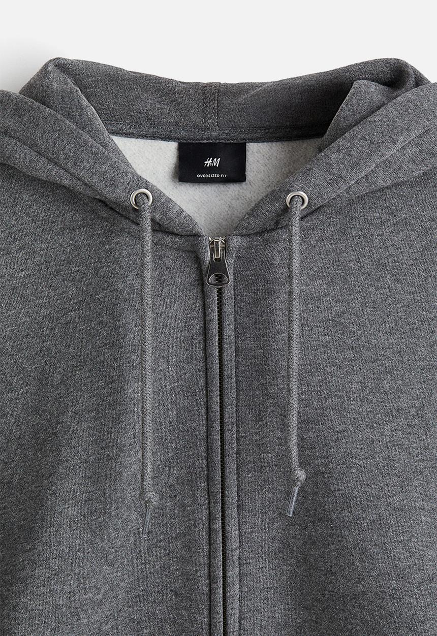 H&M - Oversized fit zip-through hoodie - grey