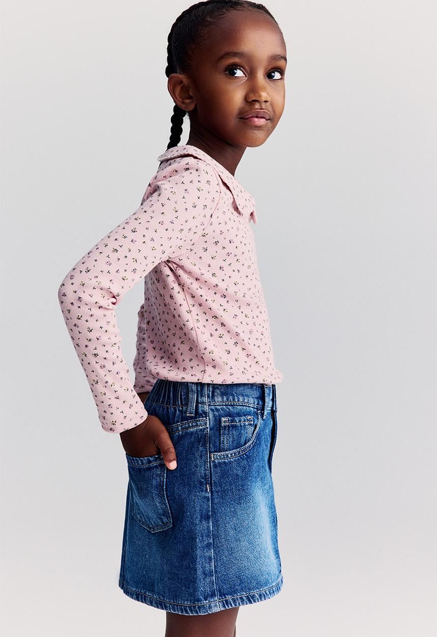 H&M - Collared jersey top - pink floral