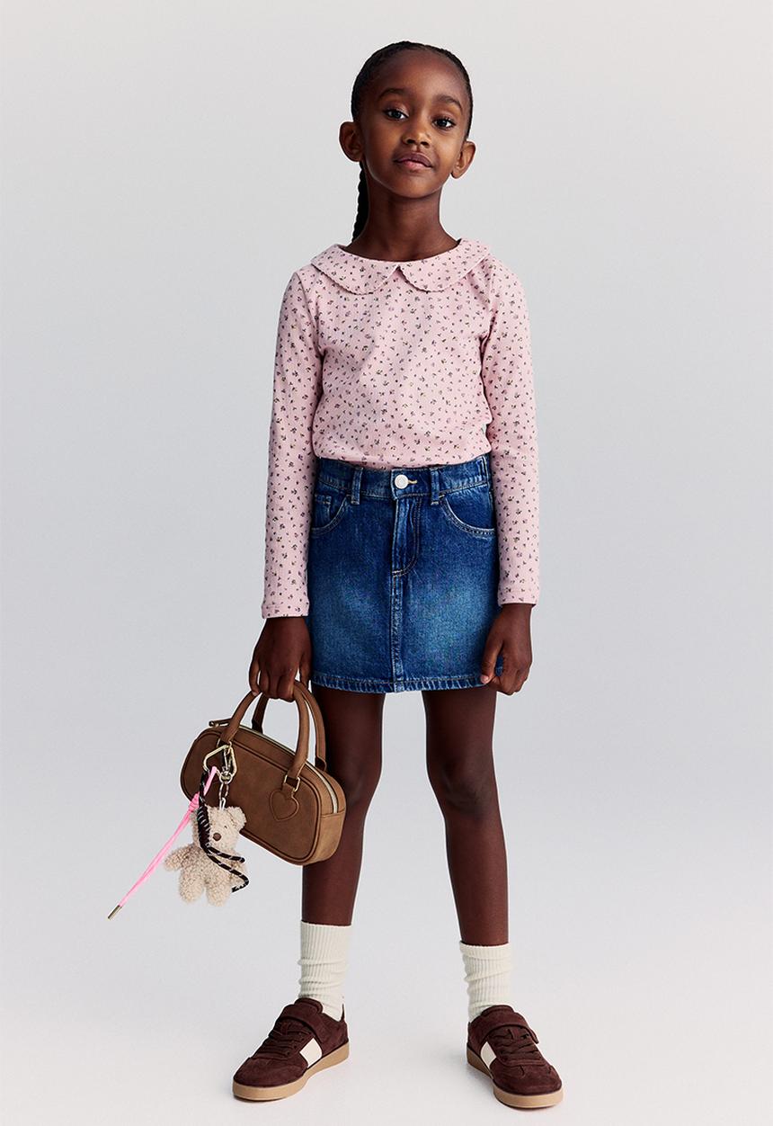 H&M - Collared jersey top - pink floral
