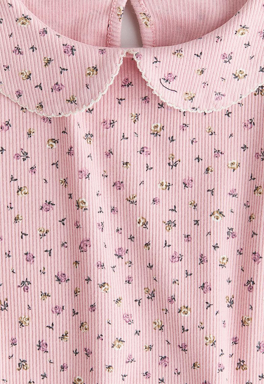H&M - Collared jersey top - pink floral