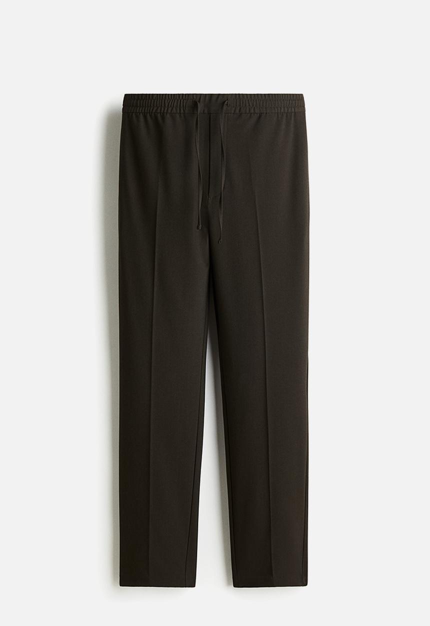 H&M - Slim fit tailored joggers - dark khaki green