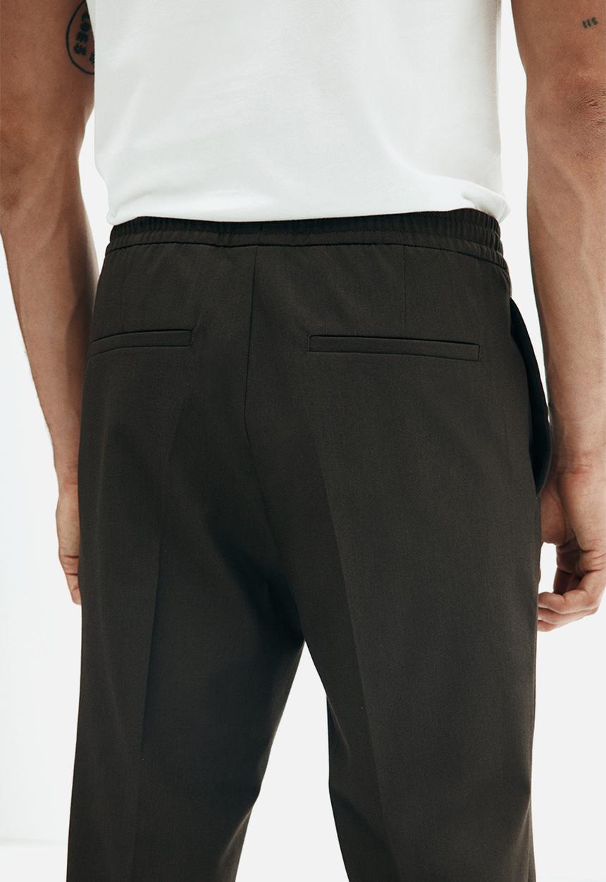 H&M - Slim fit tailored joggers - dark khaki green