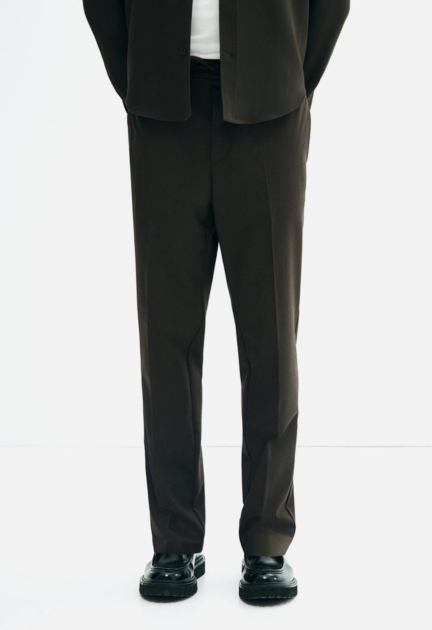 H&M - Slim fit tailored joggers - dark khaki green