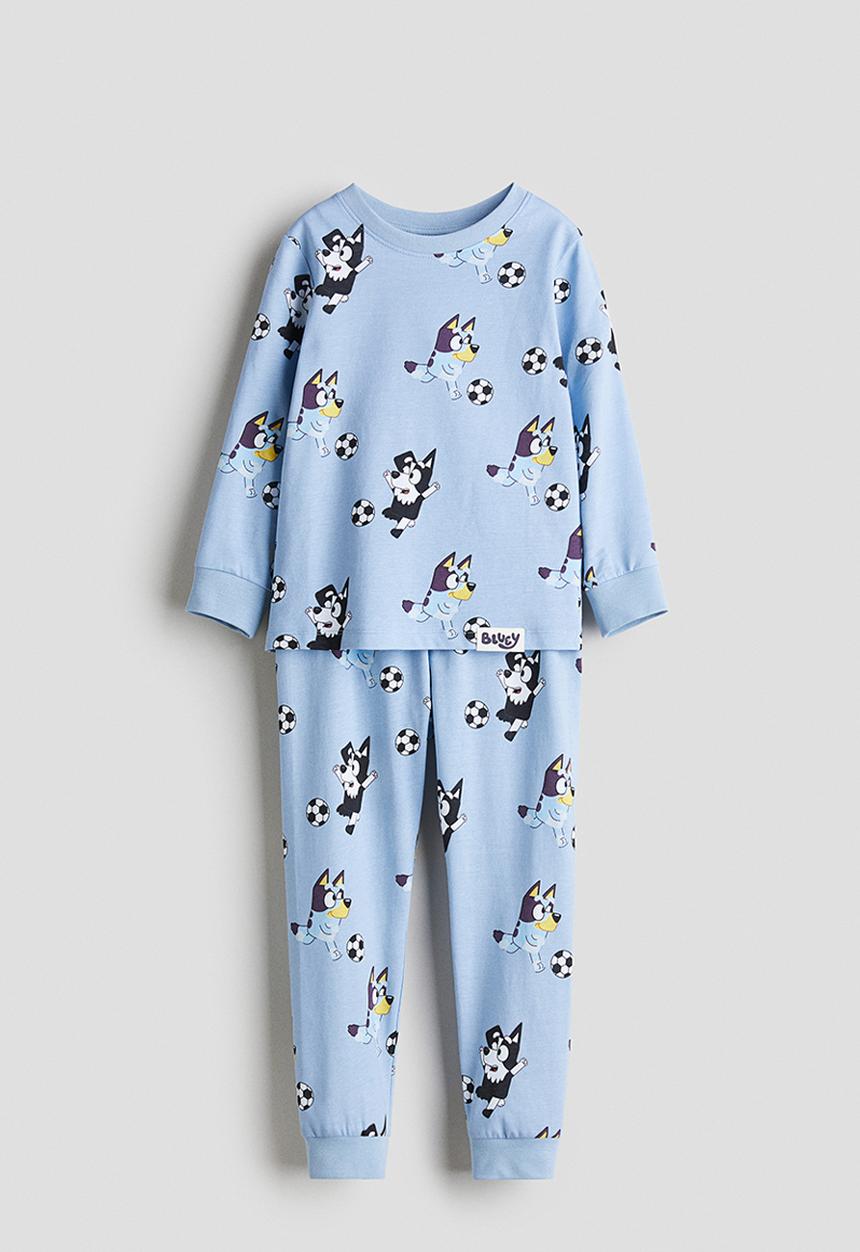 H&M - Printed cotton jersey pyjamas - blue/bluey