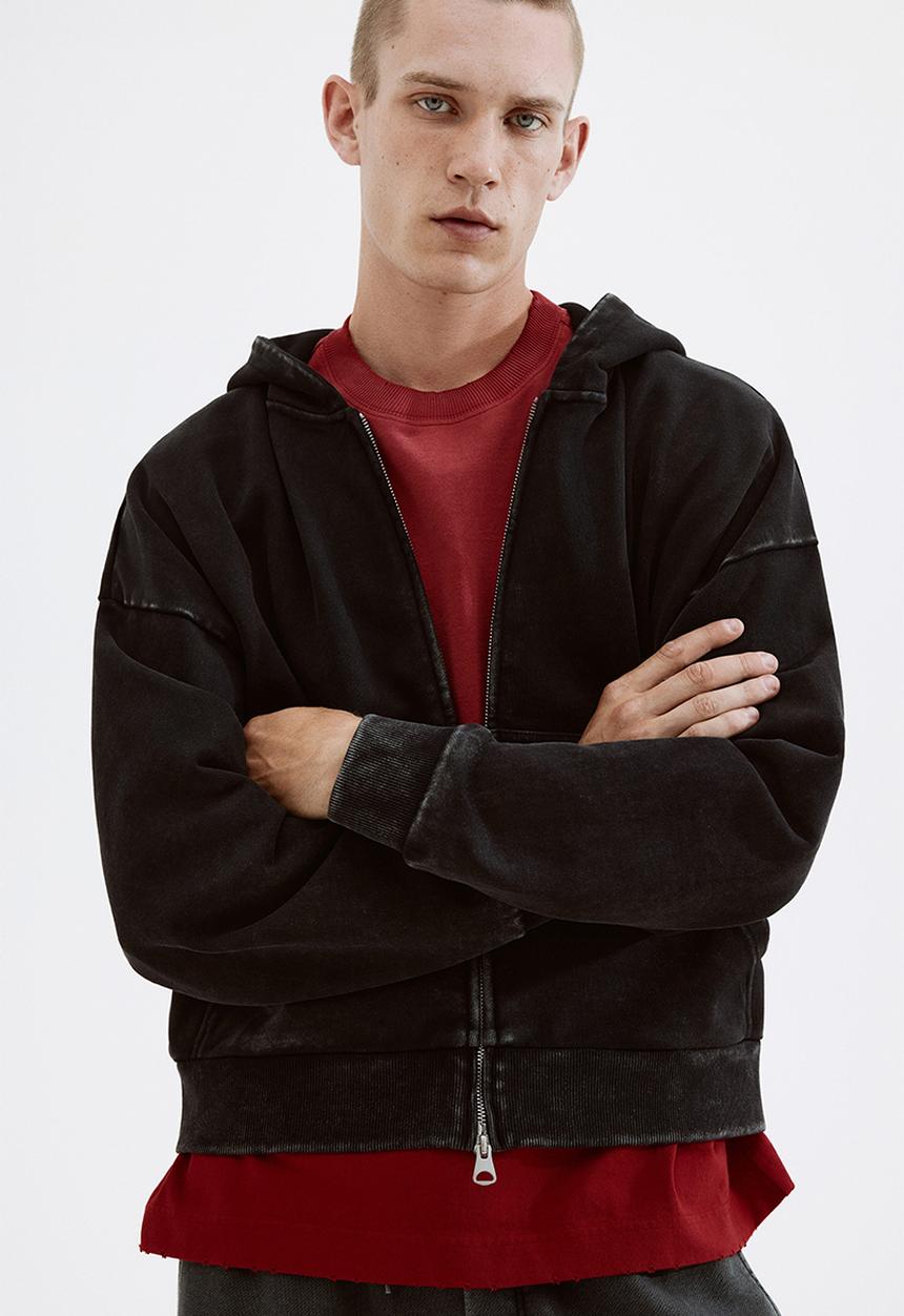 H&M - Oversized fit zip-through hoodie - black