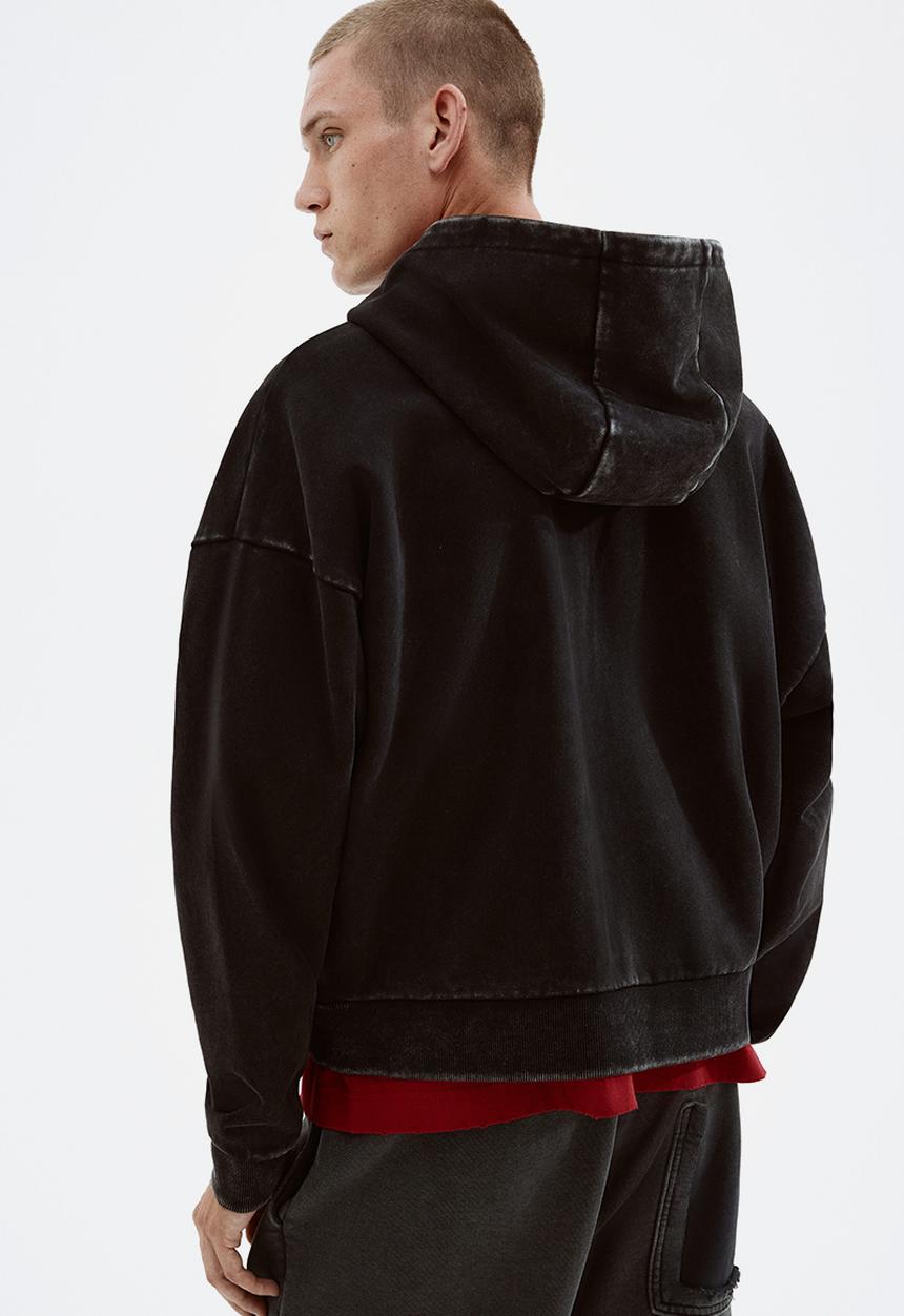 H&M - Oversized fit zip-through hoodie - black