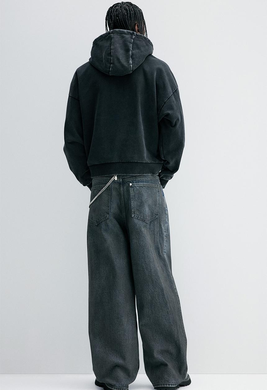 H&M - Oversized fit printed hoodie - black statue of liberty