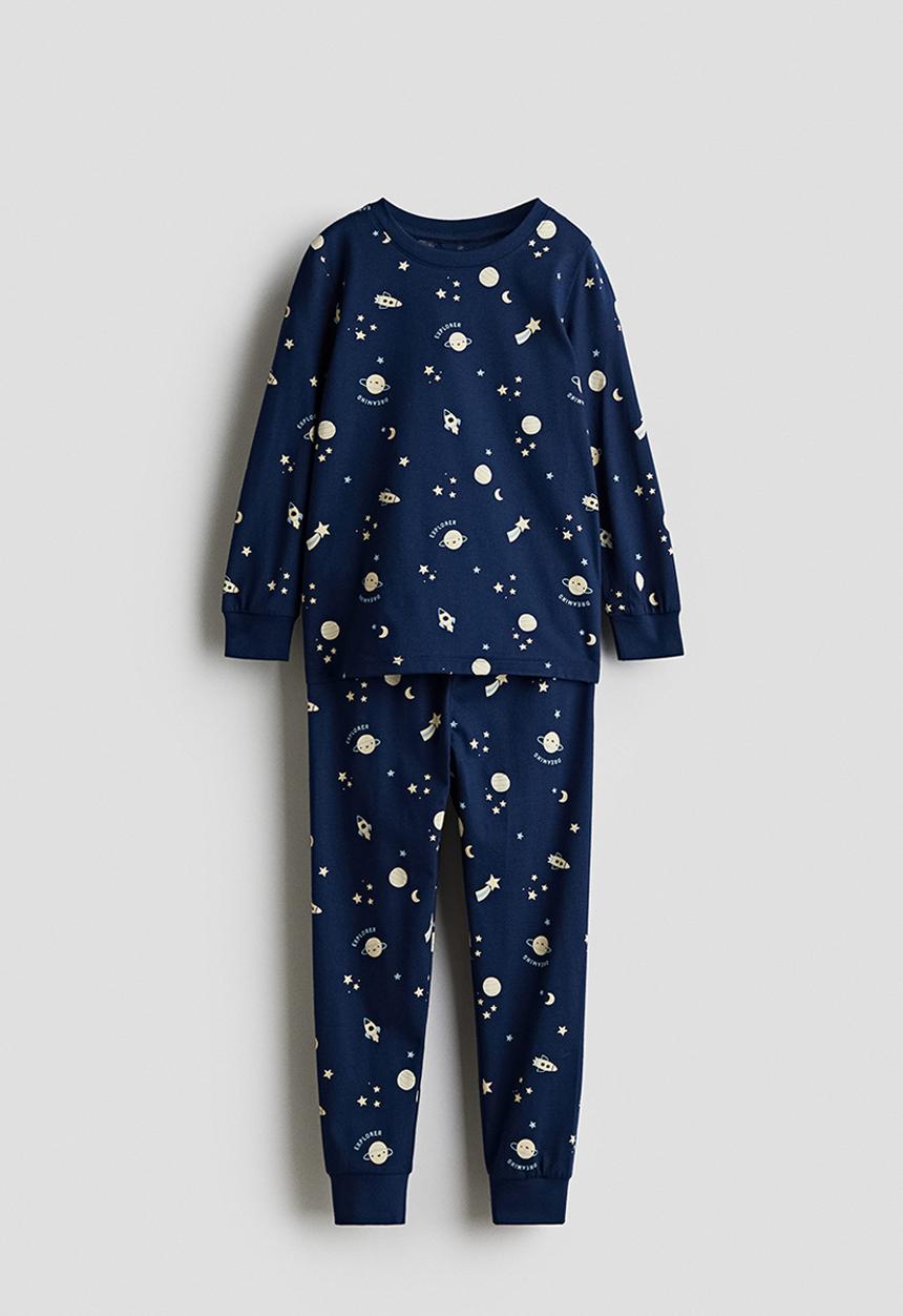 H&M - Patterned jersey pyjamas - navy blue/space