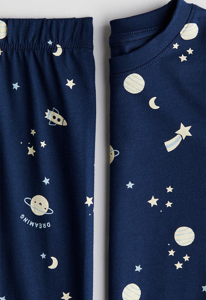 H&M - Patterned jersey pyjamas - navy blue/space