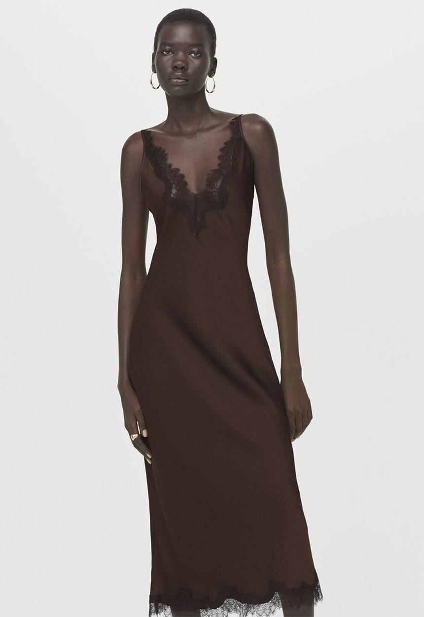 MANGO - Dress silver - brown
