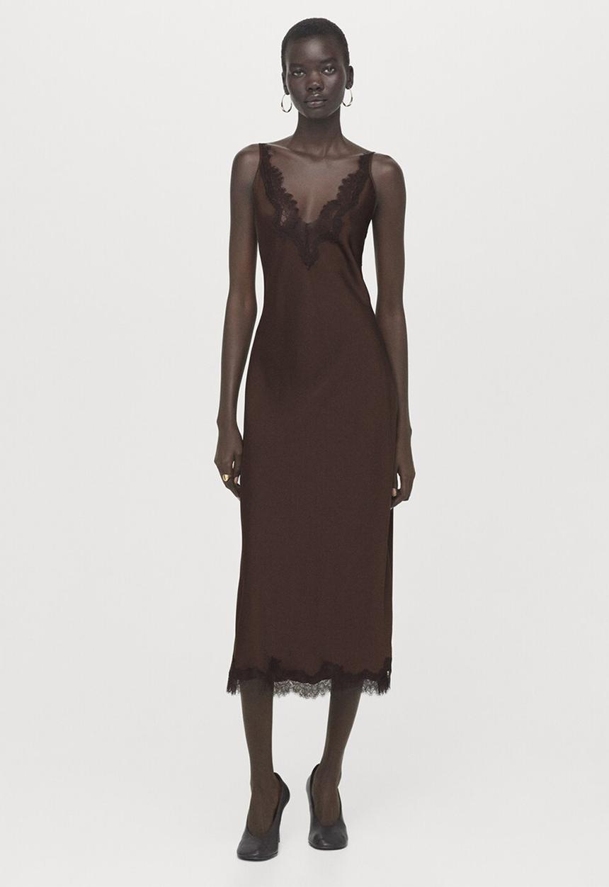MANGO - Dress silver - brown