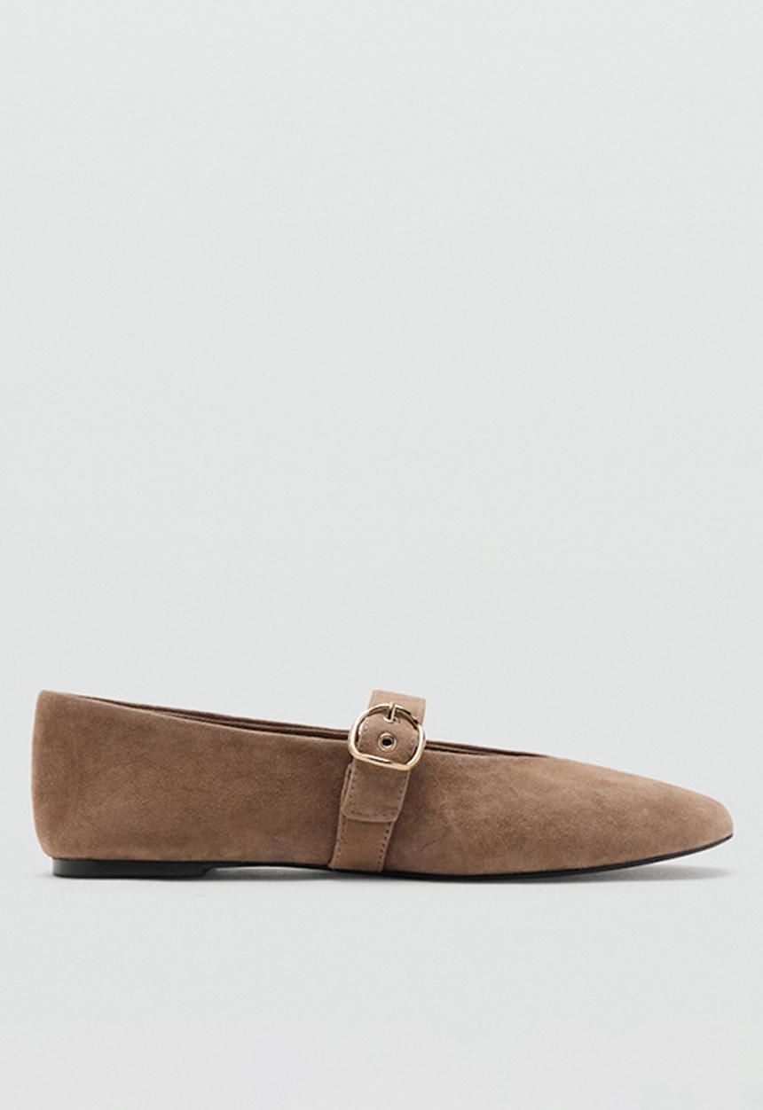 MANGO - Dor suede mary-jane pump - light/pastel brown