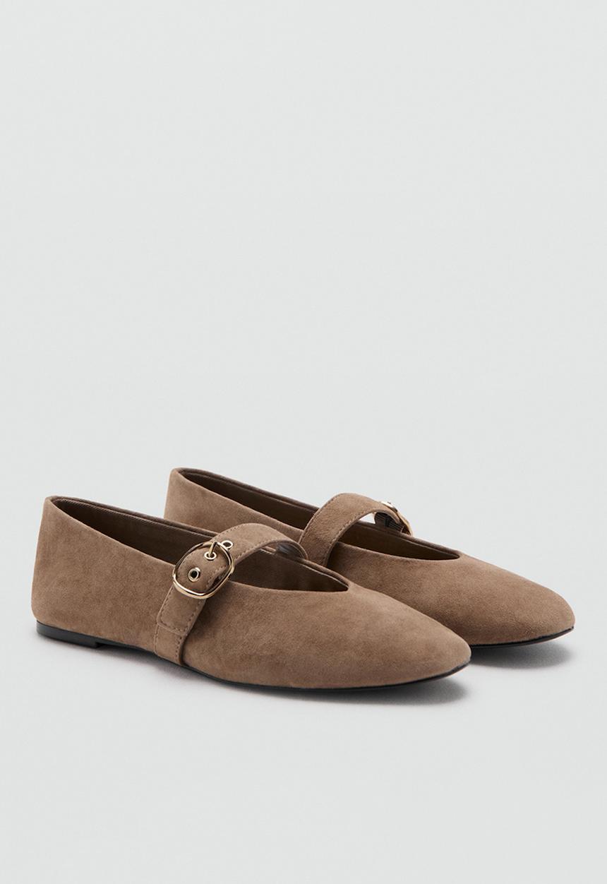 MANGO - Dor suede mary-jane pump - light/pastel brown