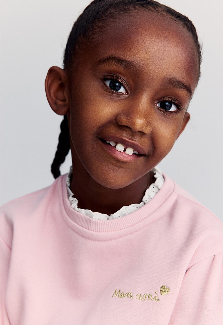 H&M - Frill-trimmed sweatshirt - light pink & white