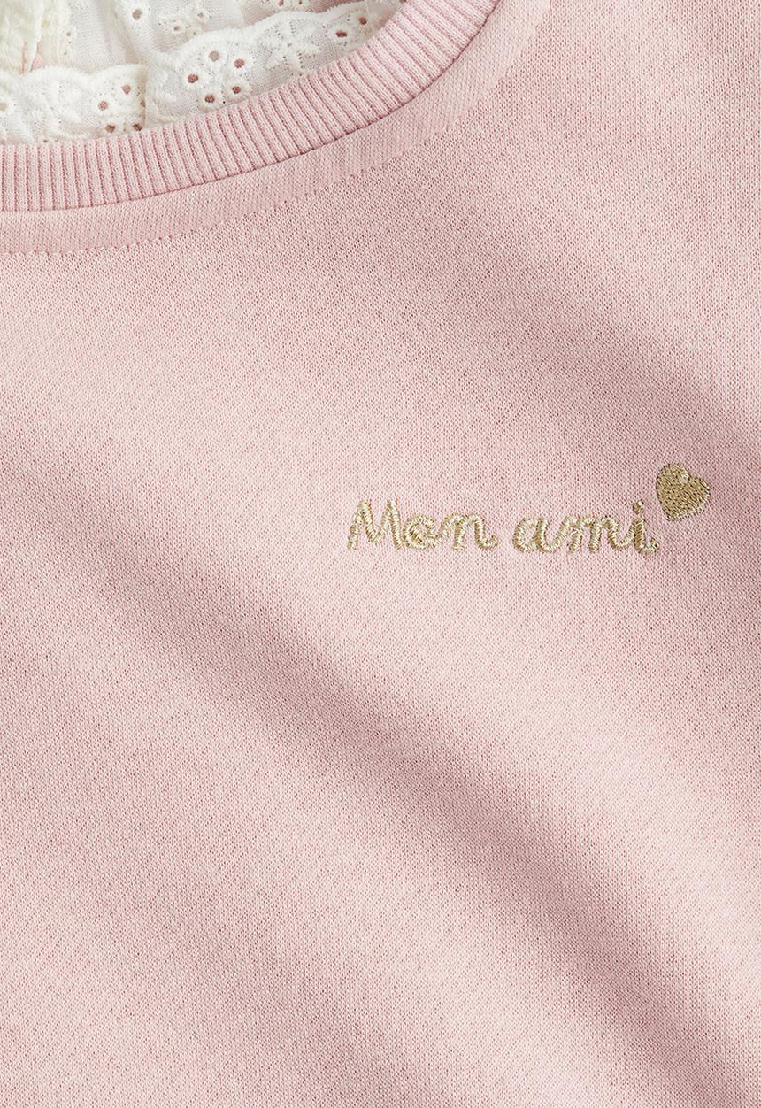 H&M - Frill-trimmed sweatshirt - light pink & white